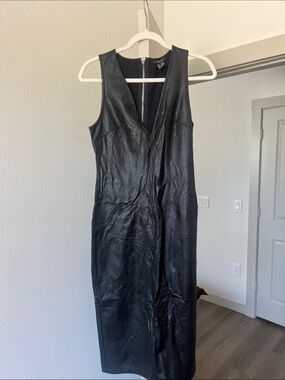 Forever 21 Black Sleeveless Faux Leather Midi Dress